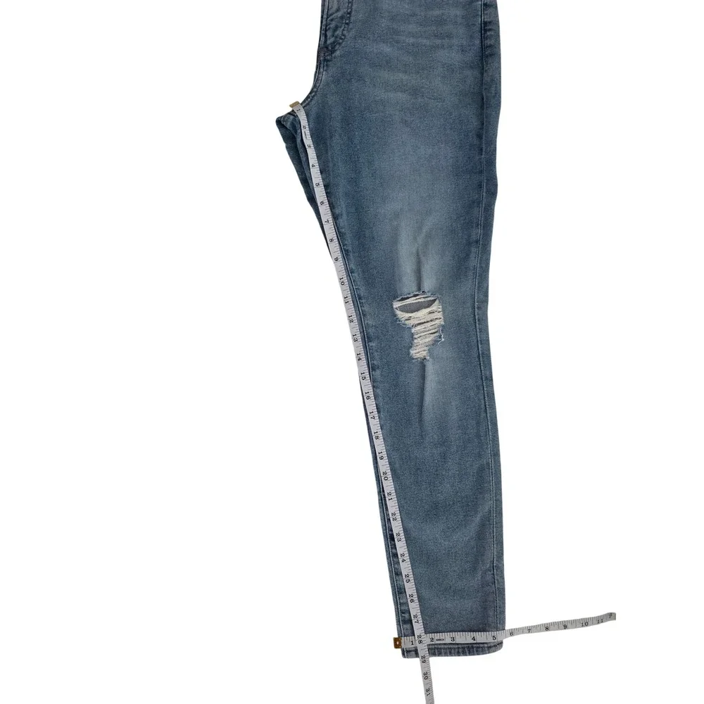 Express Skinny High Rise Hyper Stretch Jeans Medium Wash Distressed 10R NEW